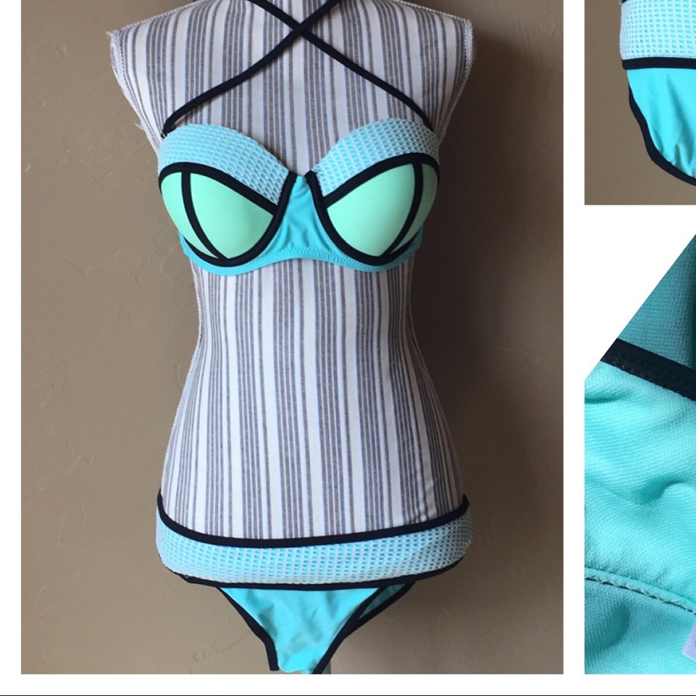 Neon color block bikini. XL top L bottom